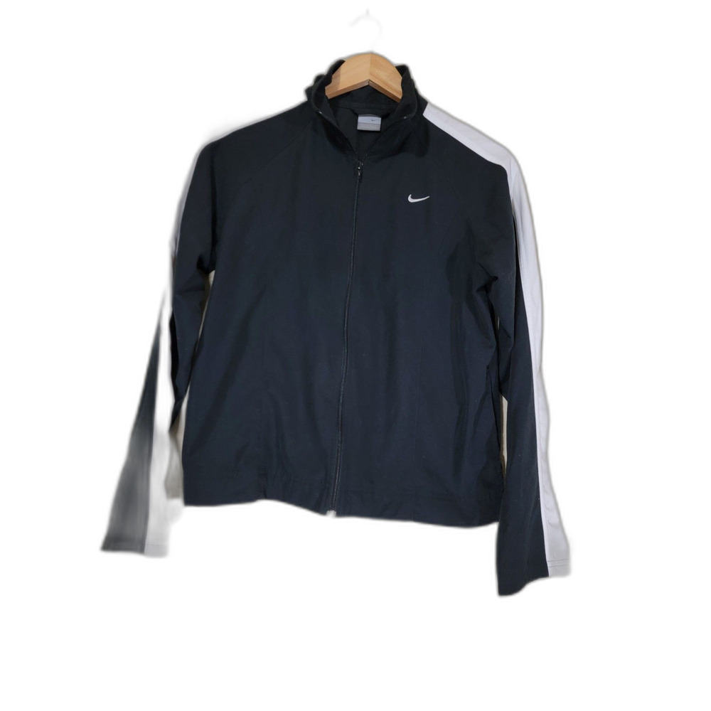 Nike Women's Black & White Full Zip Sweatshirt - Small